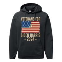 Veterans American Usa Flag Biden Harris 202 Performance Fleece Hoodie