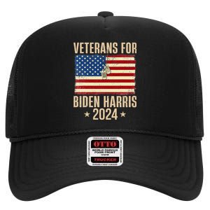 Veterans American Usa Flag Biden Harris 202 High Crown Mesh Back Trucker Hat