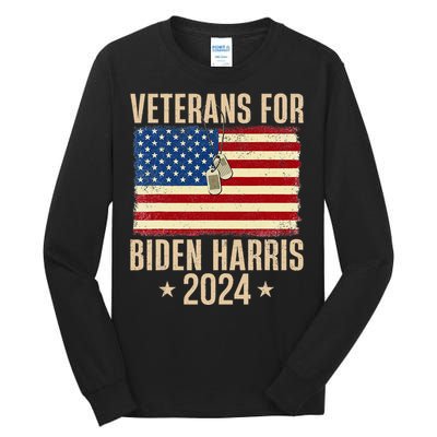 Veterans American Usa Flag Biden Harris 202 Tall Long Sleeve T-Shirt