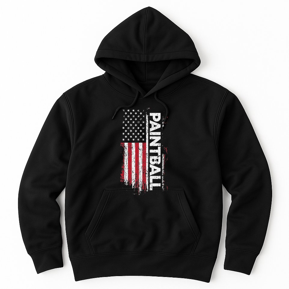 Vintage American Usa Flag Cool Paintball Hoodie