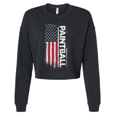 Vintage American Usa Flag Cool Paintball Cropped Pullover Crew
