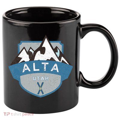 Vintage Alta Utah Illustration Retro Logo Ski 11oz C Handle Ceramic Mug