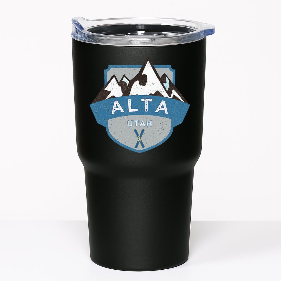 Vintage Alta Utah Illustration Retro Logo Ski Tumbler