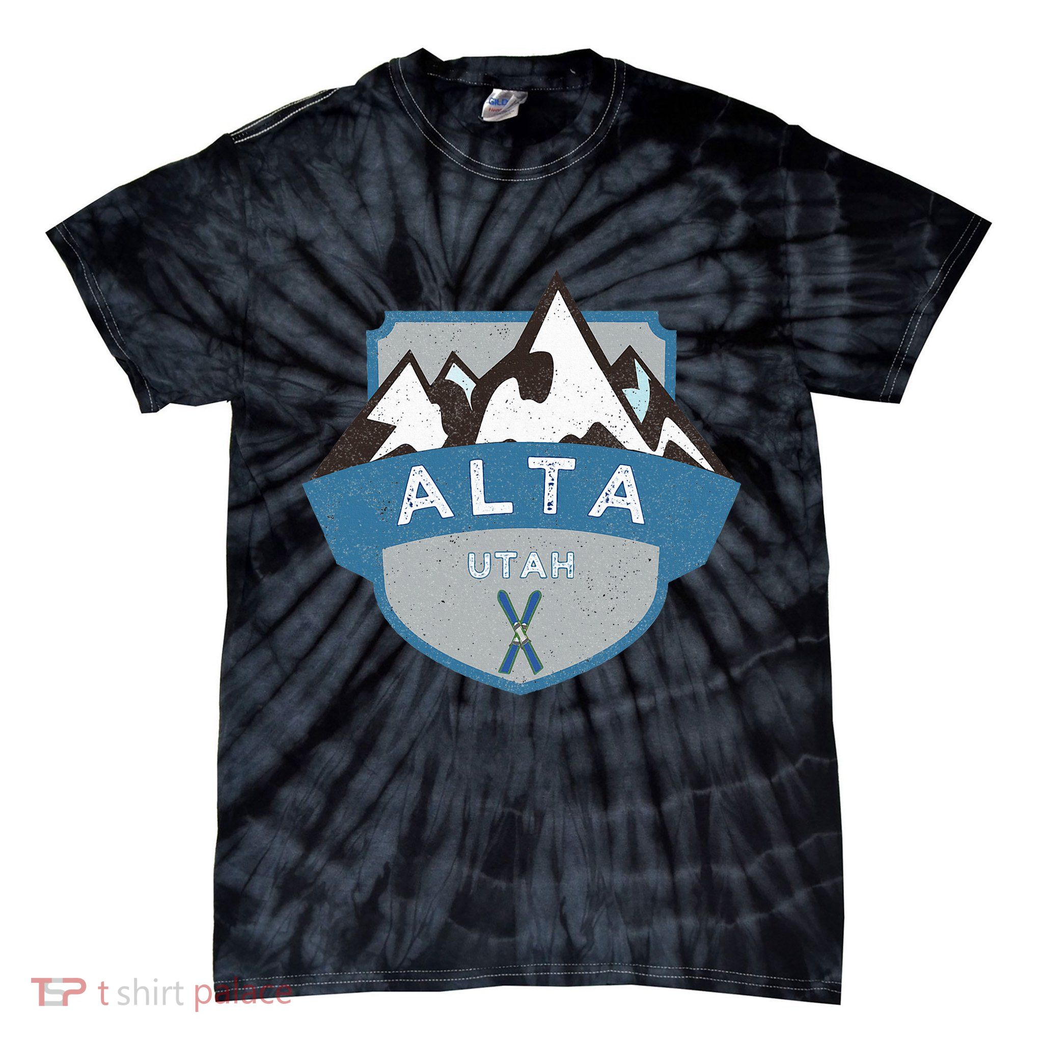 Vintage Alta Utah Illustration Retro Logo Ski Tie-Dye T-Shirt