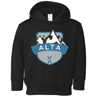 Vintage Alta Utah Illustration Retro Logo Ski Toddler Hoodie
