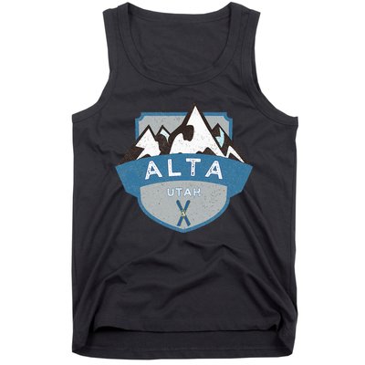 Vintage Alta Utah Illustration Retro Logo Ski Tank Top