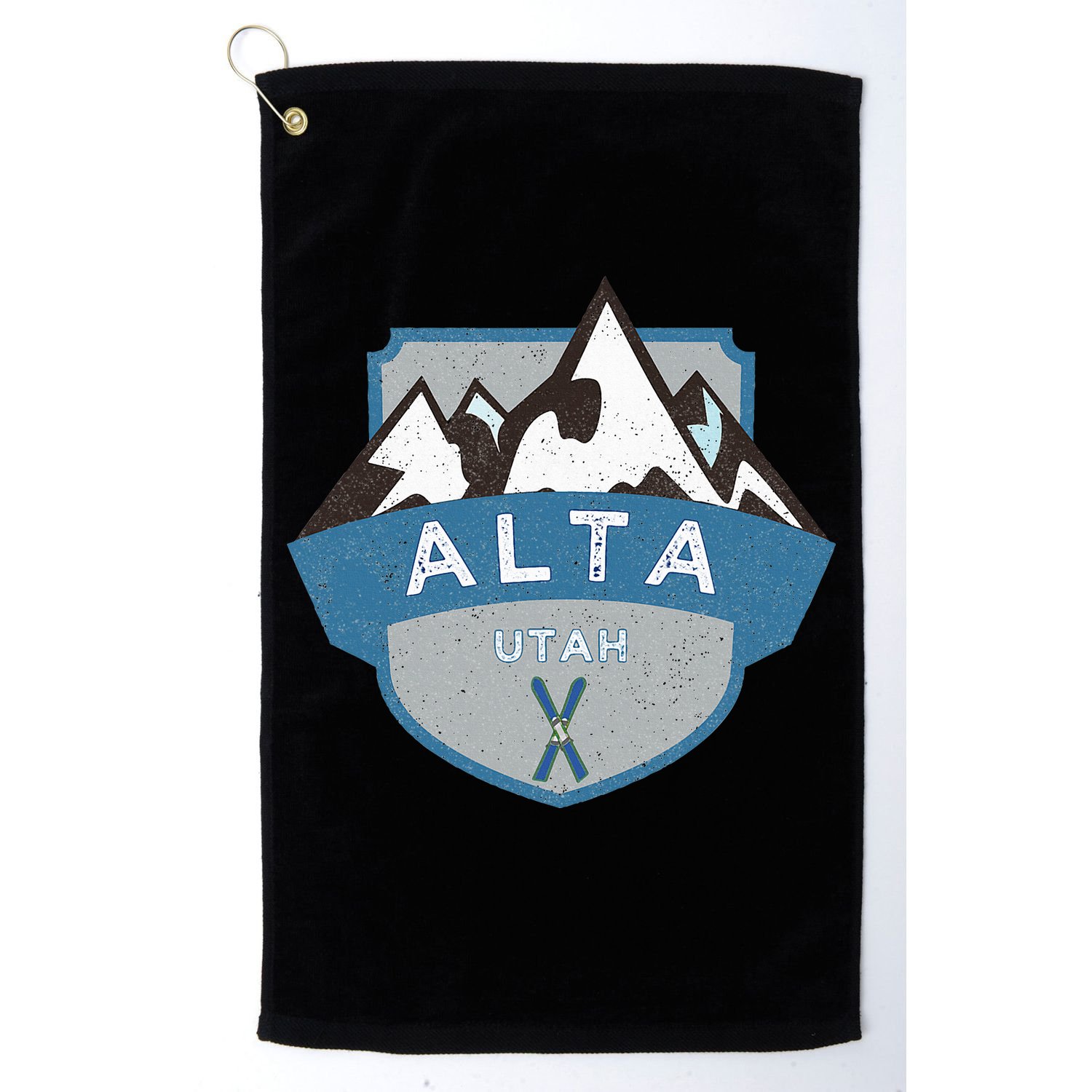 Vintage Alta Utah Illustration Retro Logo Ski Golf Towel