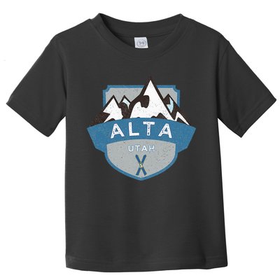 Vintage Alta Utah Illustration Retro Logo Ski Toddler T-Shirt