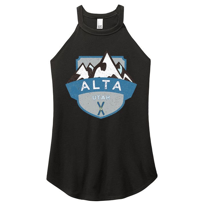 Vintage Alta Utah Illustration Retro Logo Ski Women's Perfect Tri Rocker Tank
