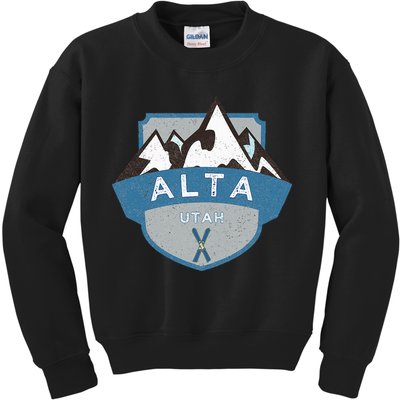 Vintage Alta Utah Illustration Retro Logo Ski Kids Sweatshirt