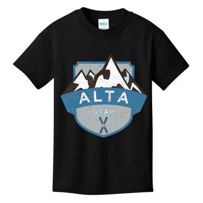 Vintage Alta Utah Illustration Retro Logo Ski Kids T-Shirt