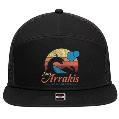 Visit Arrakis Vintage Distressed Surf 7 Panel Mesh Trucker Snapback Hat