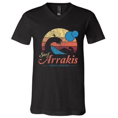 Visit Arrakis Vintage Distressed Surf V-Neck T-Shirt