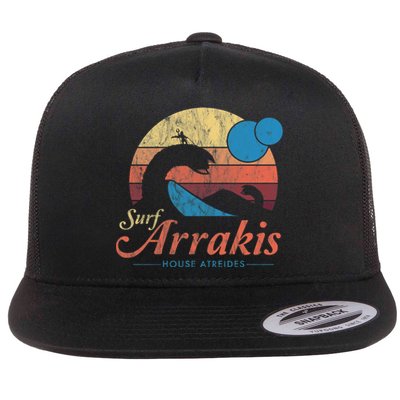 Visit Arrakis Vintage Distressed Surf Flat Bill Trucker Hat