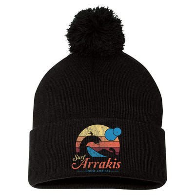 Visit Arrakis Vintage Distressed Surf Pom Pom 12in Knit Beanie