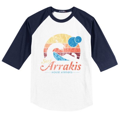 Visit Arrakis Vintage Distressed Surf Baseball Sleeve Shirt