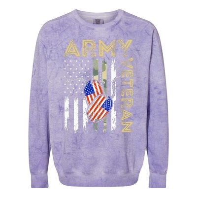 Vintage Army Veteran Day American Flag Colorblast Crewneck Sweatshirt