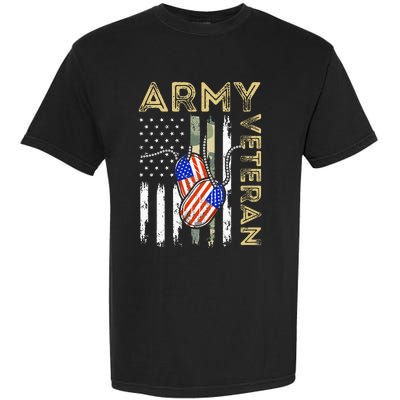 Vintage Army Veteran Day American Flag Garment-Dyed Heavyweight T-Shirt