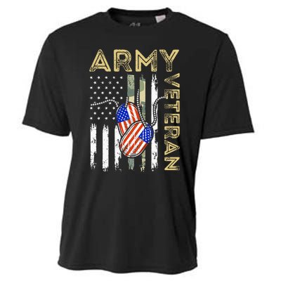 Vintage Army Veteran Day American Flag Cooling Performance Crew T-Shirt