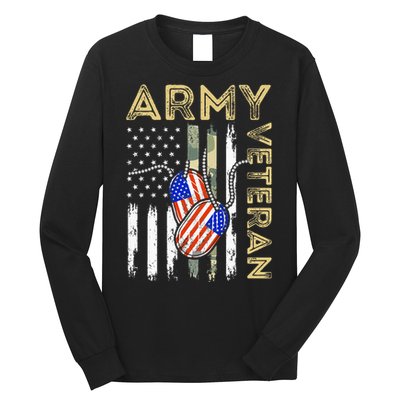 Vintage Army Veteran Day American Flag Long Sleeve Shirt