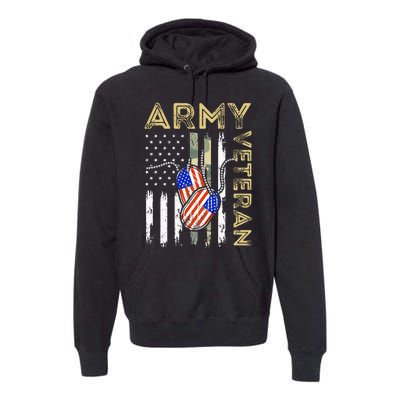 Vintage Army Veteran Day American Flag Premium Hoodie