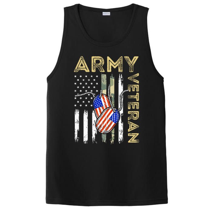 Vintage Army Veteran Day American Flag PosiCharge Competitor Tank