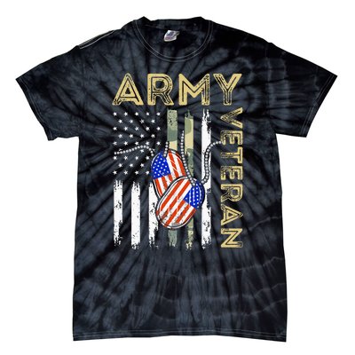 Vintage Army Veteran Day American Flag Tie-Dye T-Shirt