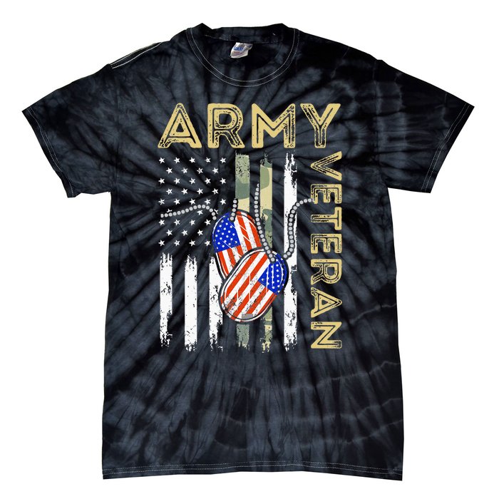 Vintage Army Veteran Day American Flag Tie-Dye T-Shirt