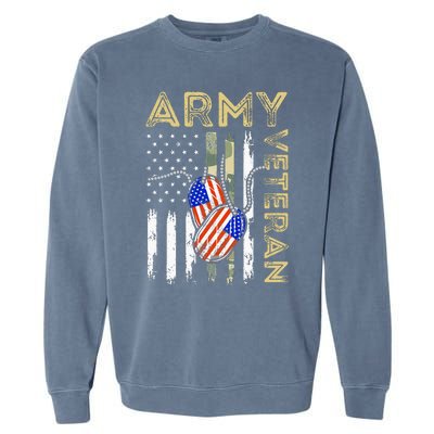 Vintage Army Veteran Day American Flag Garment-Dyed Sweatshirt