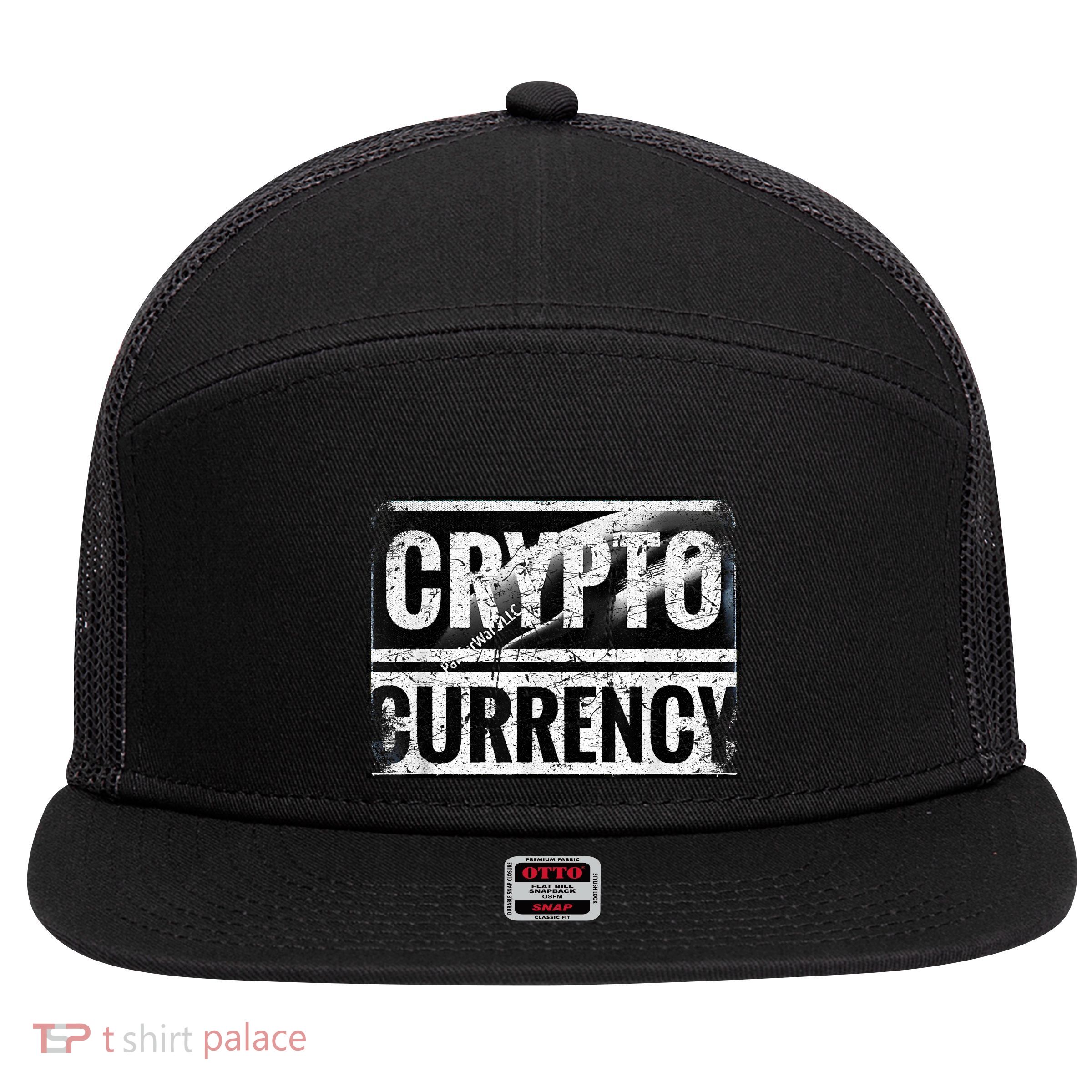 Vintage And Very Distressed Cryptocurrency 7 Panel Mesh Trucker Snapback Hat