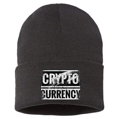 Vintage And Very Distressed Cryptocurrency Sustainable Knit Beanie