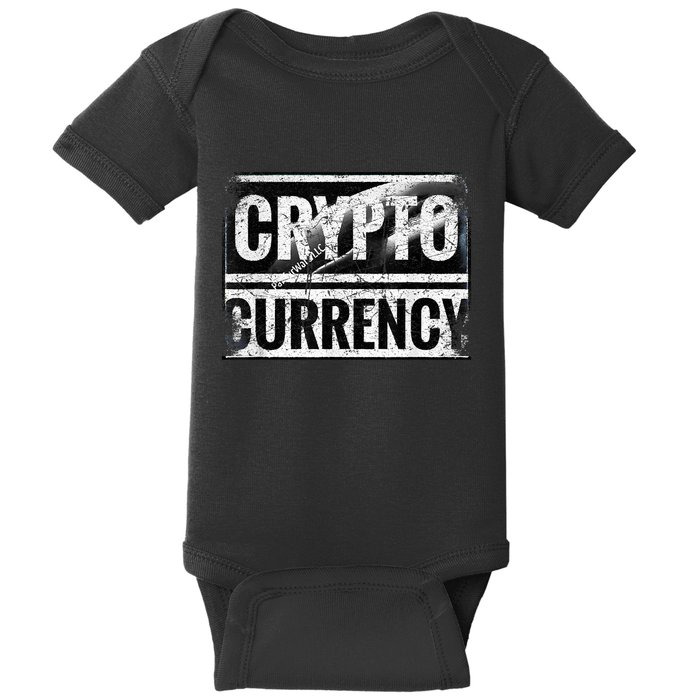 Vintage And Very Distressed Cryptocurrency Baby Bodysuit