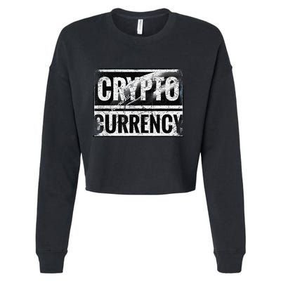 Vintage And Very Distressed Cryptocurrency Cropped Pullover Crew
