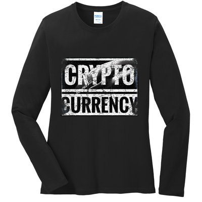 Vintage And Very Distressed Cryptocurrency Ladies Long Sleeve Shirt