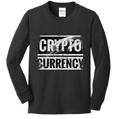Vintage And Very Distressed Cryptocurrency Kids Long Sleeve Shirt
