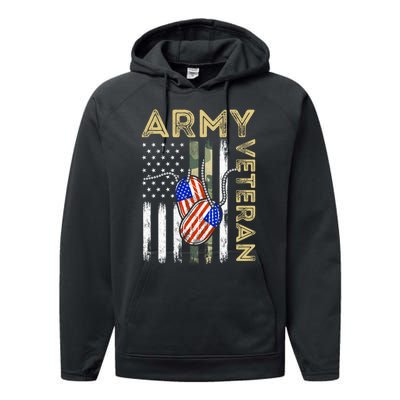 Vintage Army Veteran Day American Flag Performance Fleece Hoodie