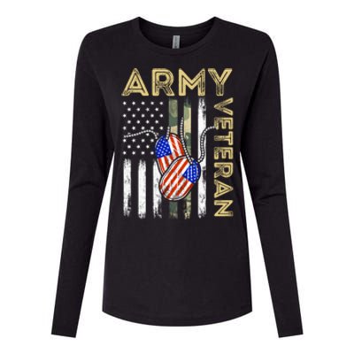 Vintage Army Veteran Day American Flag Womens Cotton Relaxed Long Sleeve T-Shirt