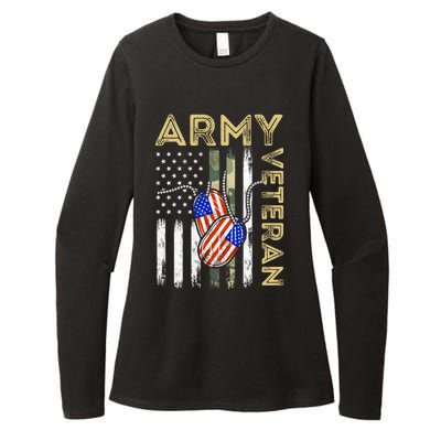 Vintage Army Veteran Day American Flag Womens CVC Long Sleeve Shirt