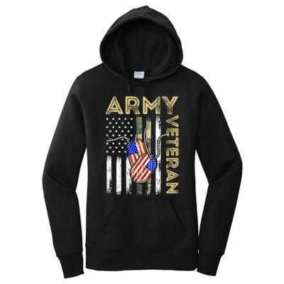 Vintage Army Veteran Day American Flag Women's Pullover Hoodie