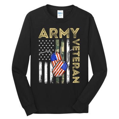 Vintage Army Veteran Day American Flag Tall Long Sleeve T-Shirt