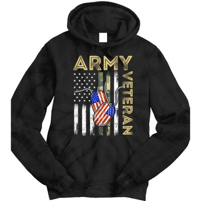 Vintage Army Veteran Day American Flag Tie Dye Hoodie