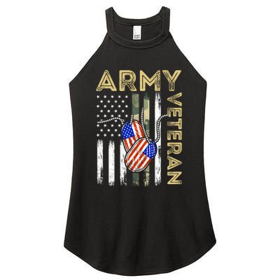 Vintage Army Veteran Day American Flag Women's Perfect Tri Rocker Tank