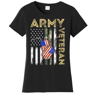 Vintage Army Veteran Day American Flag Women's T-Shirt