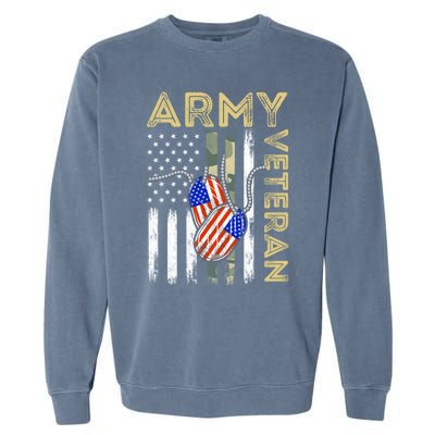 Vintage Army Veteran Day American Flag Garment-Dyed Sweatshirt