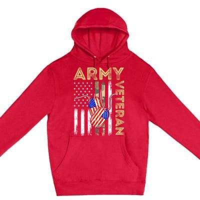 Vintage Army Veteran Day American Flag Premium Pullover Hoodie