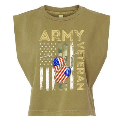 Vintage Army Veteran Day American Flag Garment-Dyed Women's Muscle Tee