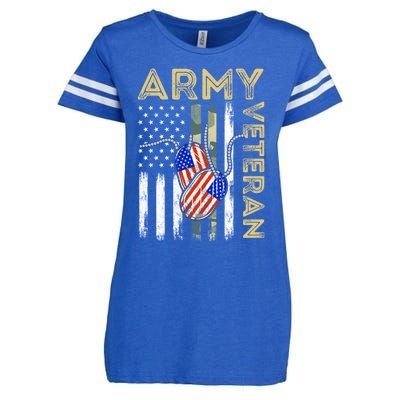 Vintage Army Veteran Day American Flag Enza Ladies Jersey Football T-Shirt