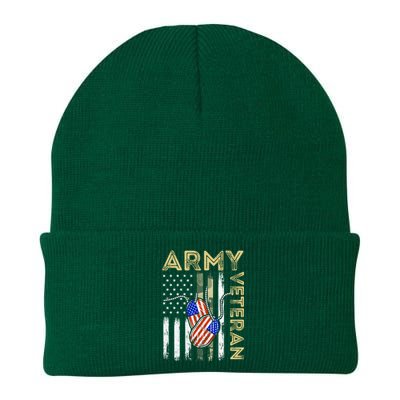 Vintage Army Veteran Day American Flag Knit Cap Winter Beanie