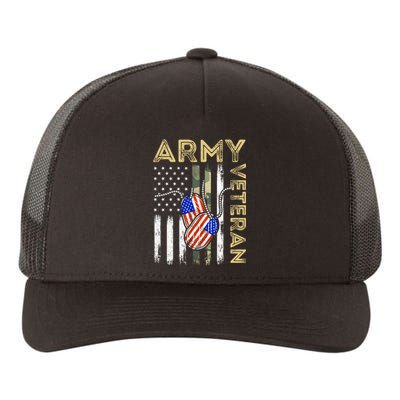 Vintage Army Veteran Day American Flag Yupoong Adult 5-Panel Trucker Hat