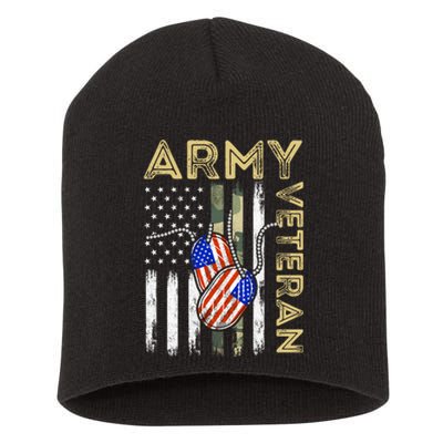 Vintage Army Veteran Day American Flag Short Acrylic Beanie